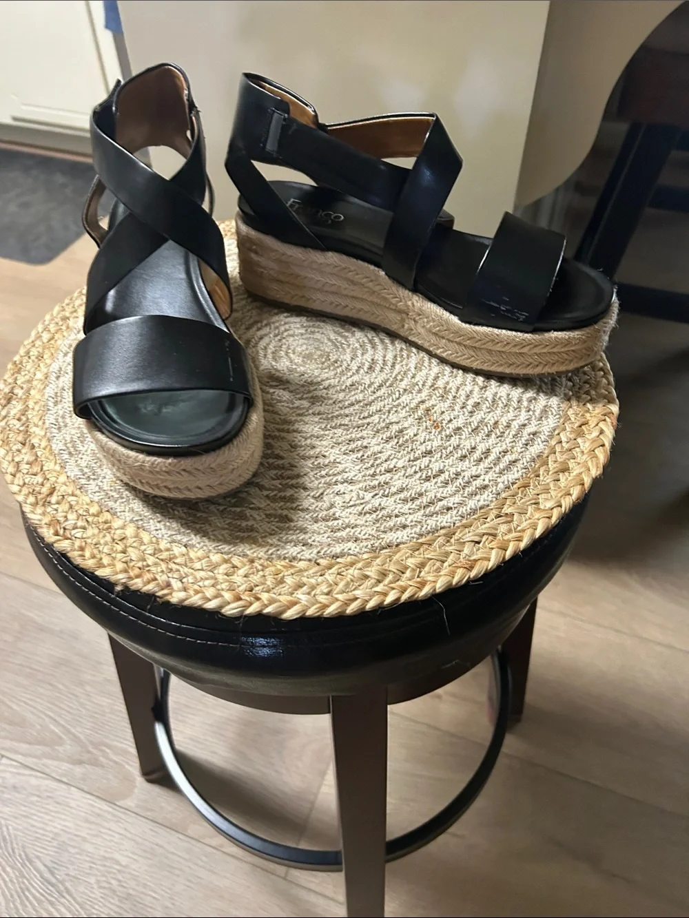 Franco Sarto Black Espadrille Platform Sandals